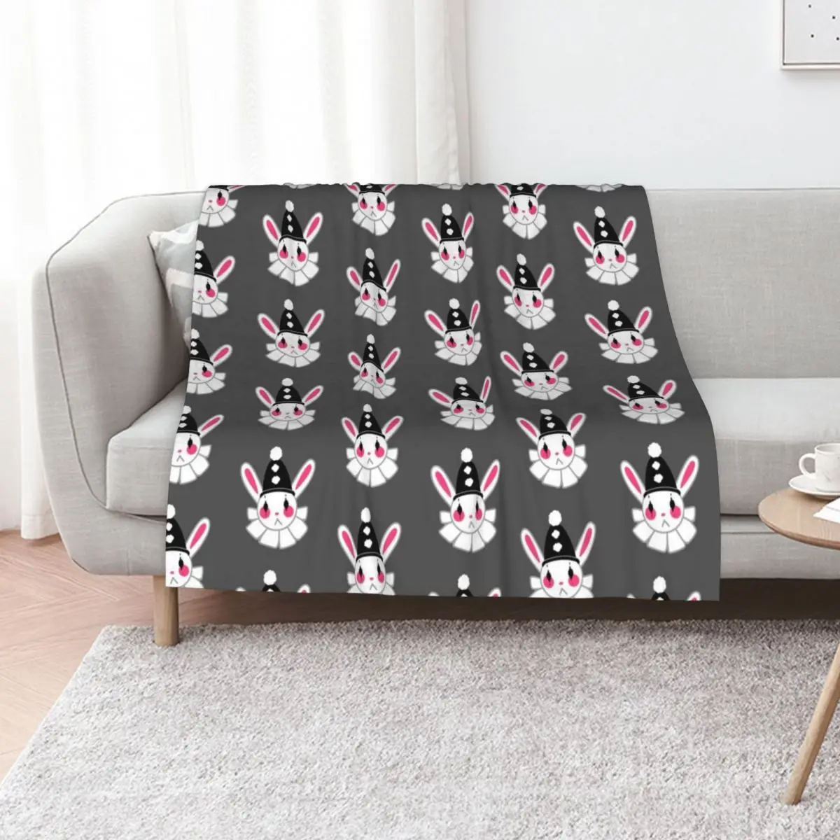 Clown Bunny Throw Blanket Plaid on the sofa Shaggy Luxury Throw Polar Nap Cute Plaid Blankets