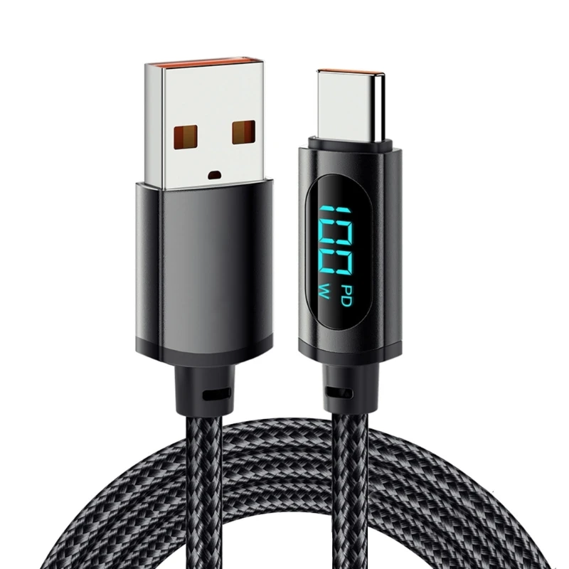 

2025 New 7A USB Type C Cable LED Display PD 100W Fast Charging USB C Data Cord Wire For Laptop Mobile Phone Type-C USB C Cable
