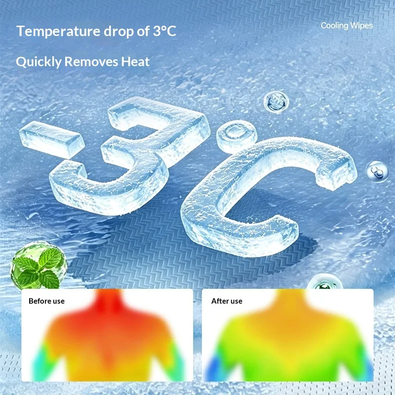 2026 New 30PCS Ice Cooling Towel 60x20cm Disposable Cool Wipes Face Body Sweat Sports Gym Camping Outdoor Heat Relief Travel Set