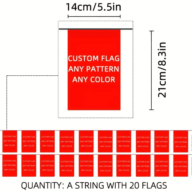 2D FLAT 20Pcs Custom Outdoor Flags Set, Personalized Custom Backdrop Banner Flags, Vibrant Custom Printed Decor for Garden, Lawn