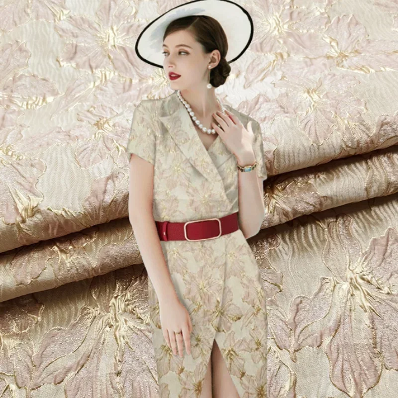 Jacquard Brocade Fabric Metal Wire Three-dimensional Relief Light Luxury Dress Fashion Cloth for Dress By The Meter