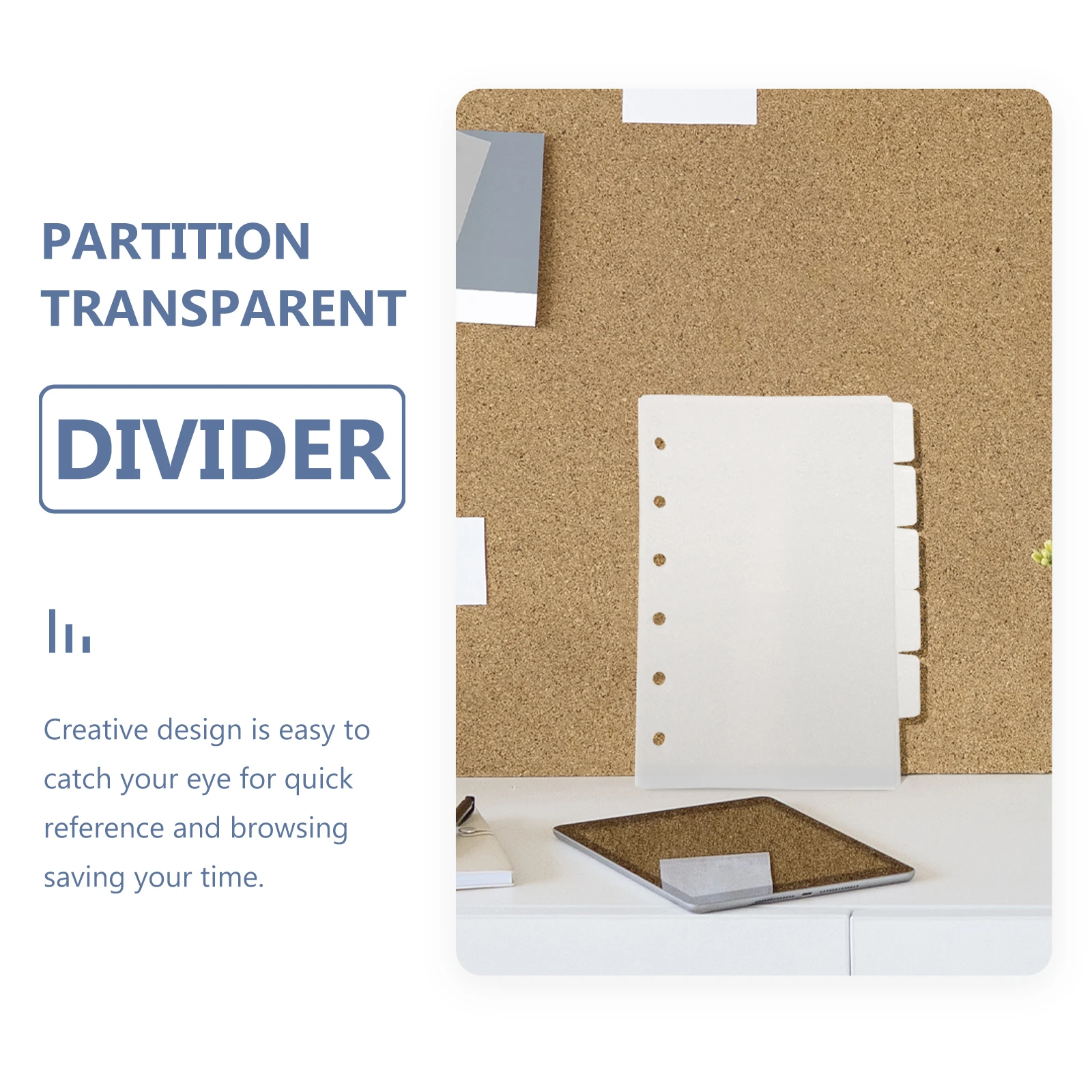 

1 set 7 Sheets Binder Dividers Transparent PP 6 Holes Notebook Inserts Subject Index Pages Stickers For Organization Planner