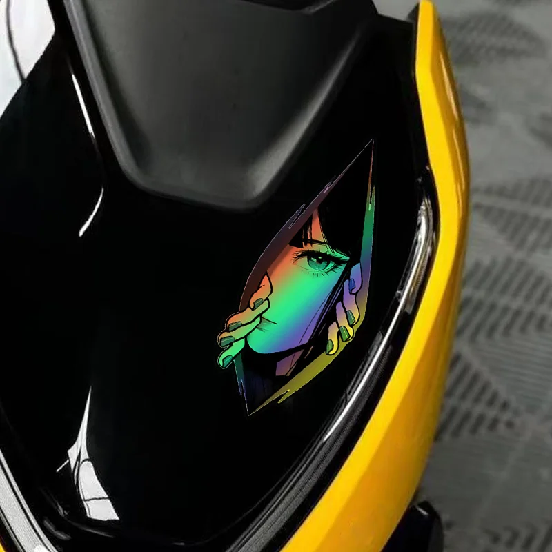 

Наклейка JDM для мотоцикла, водонепроницаемая, для топливного бака, на окно автомобиля, солнцезащитная, виниловая, светоотражающая, лазерная, аниме, с изображением заглягивающих глаз