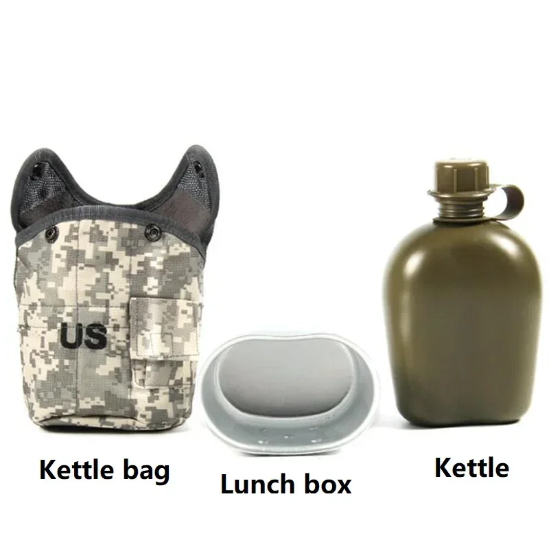 Military Tactical Canteen Bottle Hip Flask Aluminum Camping Survival Sports Water Bottle Kettle with Cover Outdoor Drinkware