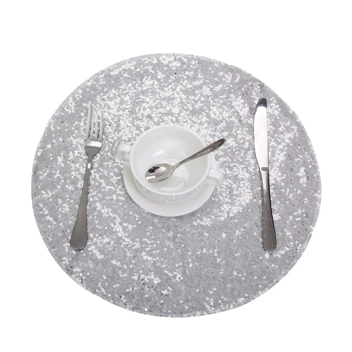 

CX 5PCS round sequined placemat modern modern minimalist style party decoration polyester placemat wedding festival cloth