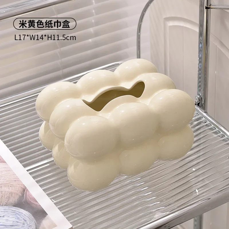 귀여운 솜사탕 추출 종이 상자 세라믹 티슈 장식 거실 테이블 수납 홈 아트