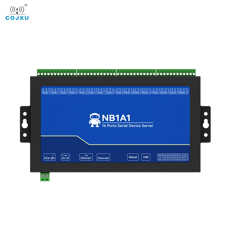 

16-Channel Serial Server RS485 to Ethernet Gateway ModBus RTU to TCP UDP Cojxu NB1A1 MQTT/HTTP POE Isolation Edge Computing