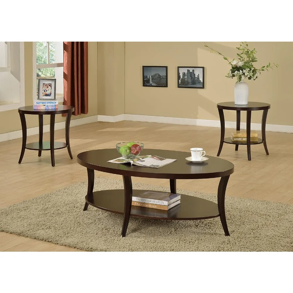 

Coffee Table, 23 “W, 1 Coffee Table with 2 End Tables, Bottom Storage, Oval Set, for Living Room, Coffee Table Set