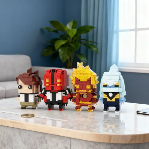 818pcs MOC Ben Tennyson Diamondhead Four Arms & Heatblast BrickHeadz - Ben 10 Model Building Blocks Architecture Craft Brick