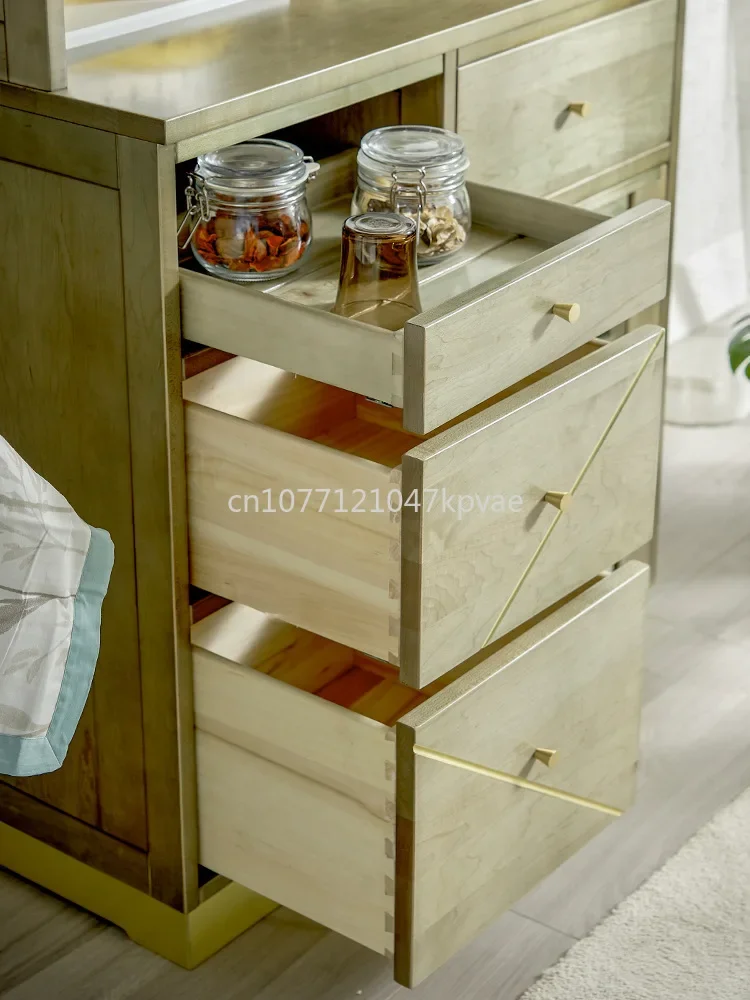 All Solid Wood Light Luxury Sideboards, Modern and Simple High Cabinets, Kitchen Storage Wine The Whole