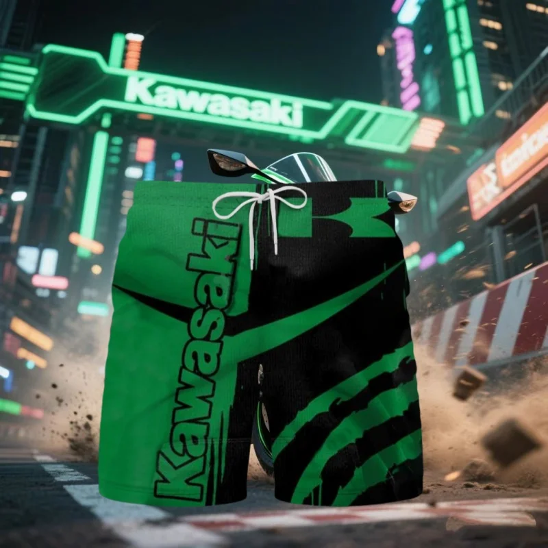 

Kawasaki Summer Popular 3D Printed Quick Drying Breathable Motorcycle Shorts and Off-road Motorcycle Sport Thin Shorts