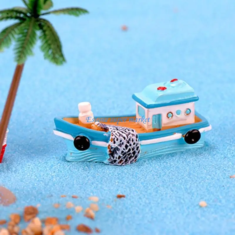 090B 미니어처 낚시 보트 장식 8 수 지 입상 공예 세트 해안 홈 Decoratioin에 대 한 장식 선박 그림