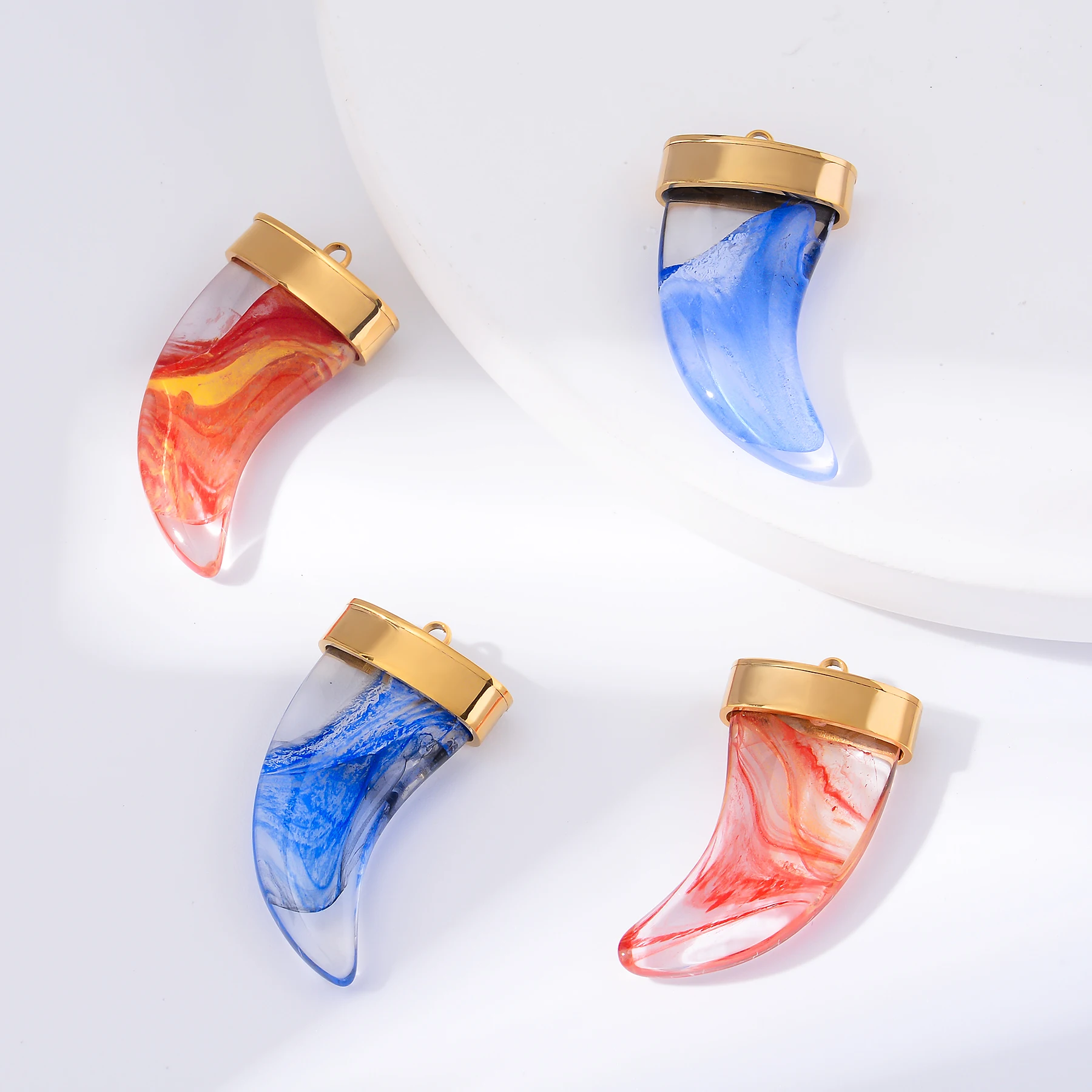 

5 шт. красочные акриловые подвески в форме полумесяца из нержавеющей стали DIY изготовление ювелирных изделий ожерелья очаровательные аксессуары для мужчин женщин