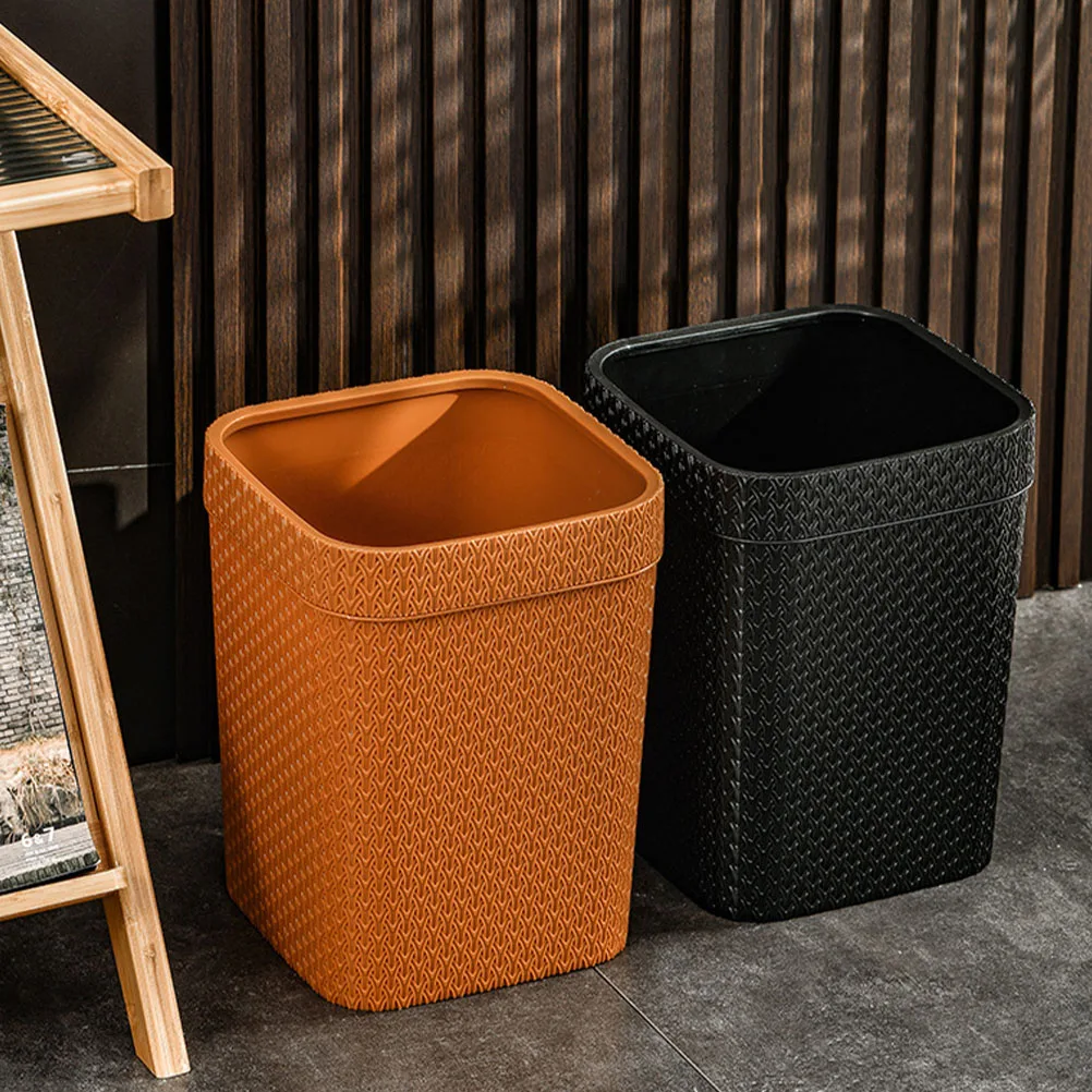 صندوق تخزين من الخوص سلة نفايات بلاستيكية للمنزل والمكتب والحمام والمطبخ وحاوية القمامة على الطراز الشمالي متعددة الوظائف #2