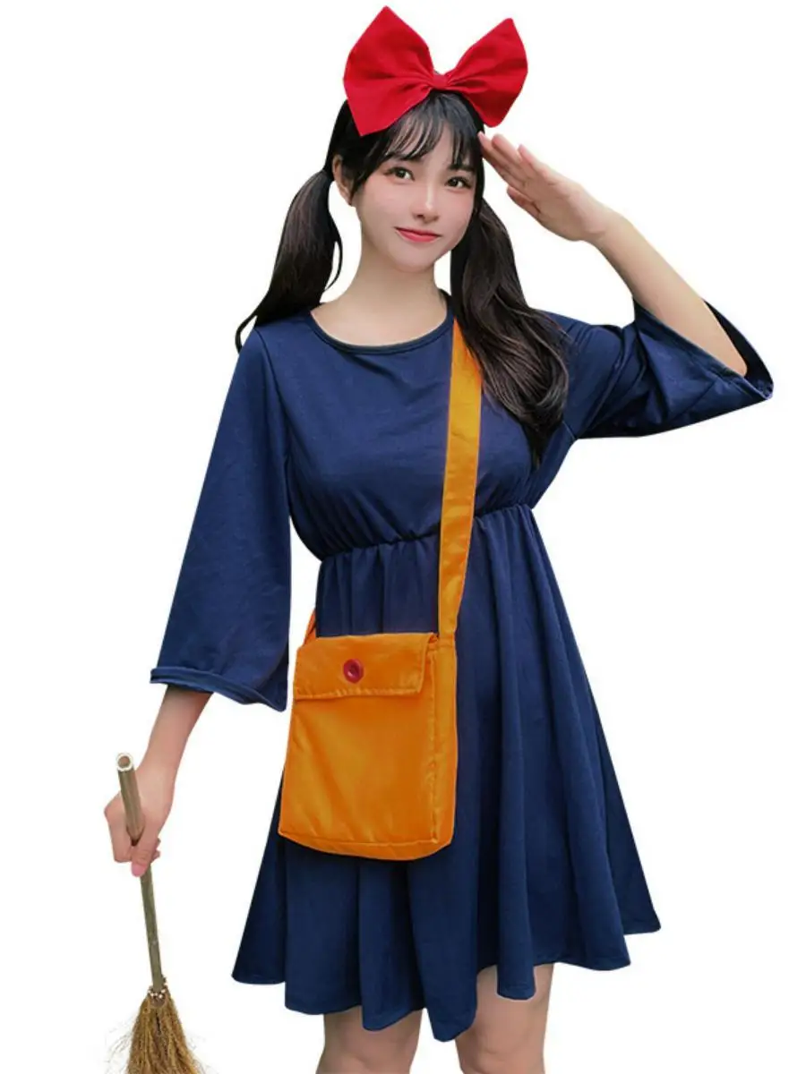 Halloween Cosplay Kostuum Set Anime Kleine Heks Kiki Dr Pak Polyester Materiaal Etnisch Toneelkostuum Dames Faion