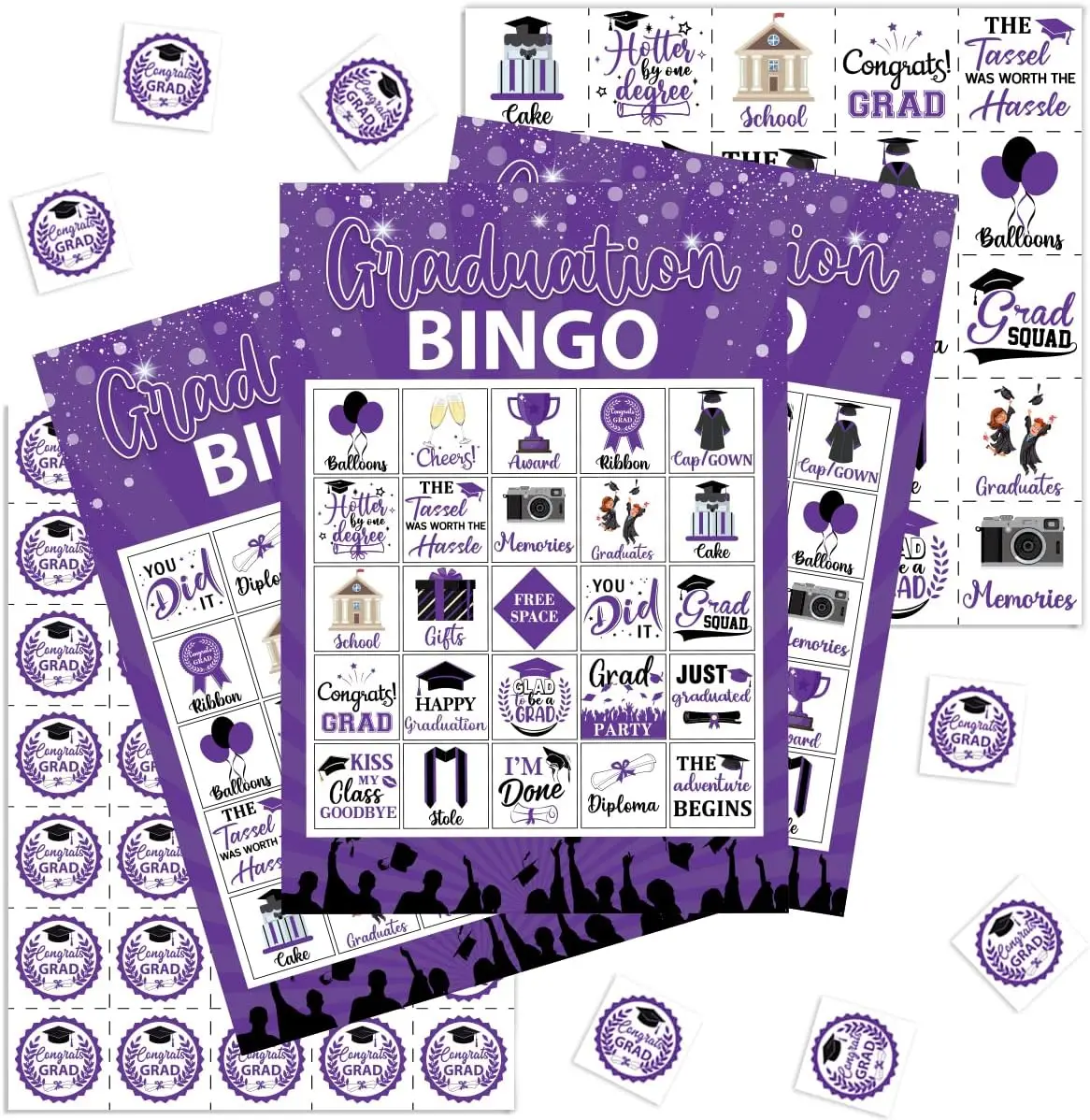 Graduation Bingo Games for 24 Players Activities Funny Grad Party Game Cards forHigh School or College Graduation Party Supplies