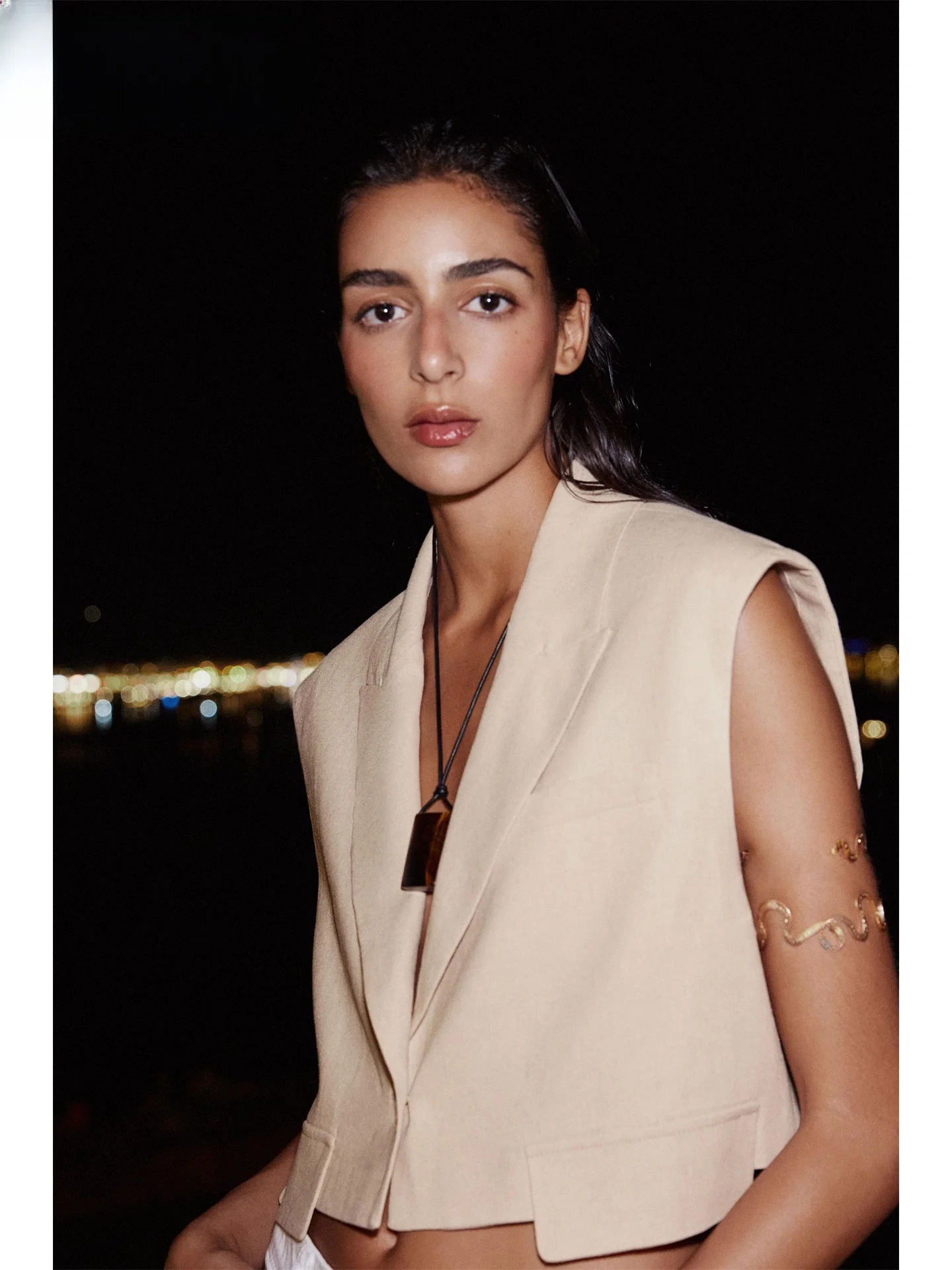 

ZAPRHA 2025 Summer New Linen Blend ort Vest 2406998 Versatile Sle Pure Color ort Length One Button Closure