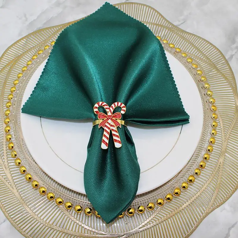 

Christmas Napkin Rings 4X Candy Cane Holiday Napkin Rings Metal Napkin Buckle Aesthetic Dinner Ornaments Dining Table