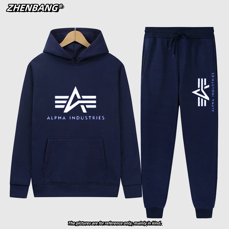 Brand Alpha Industries Alpha Casual Cotton Plus Fleece Hooded Jumper Letter Printing Men's New 2024 Europe and The United States