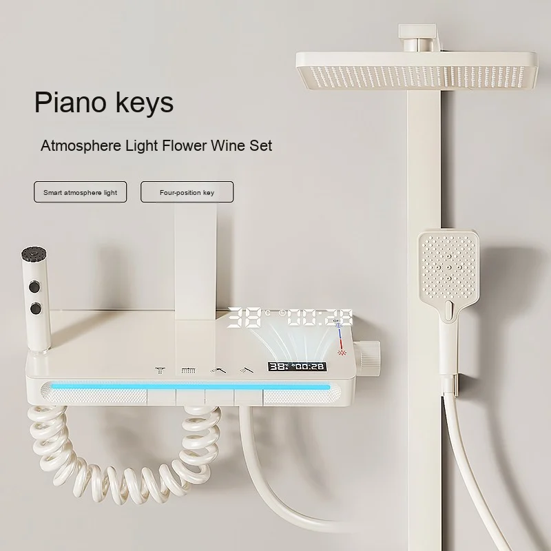 Calentador de baño con pantalla Digital supercargado, cabezal de ducha, rociador superior, grifos de baño completos con función de temperatura constante