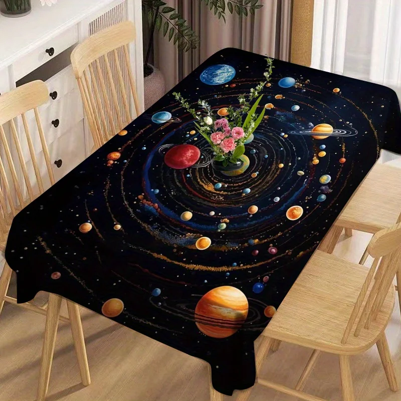 Galaxy Printed Rectangular Tablecloth - Vibrant cosmic design in polyester fabric material
