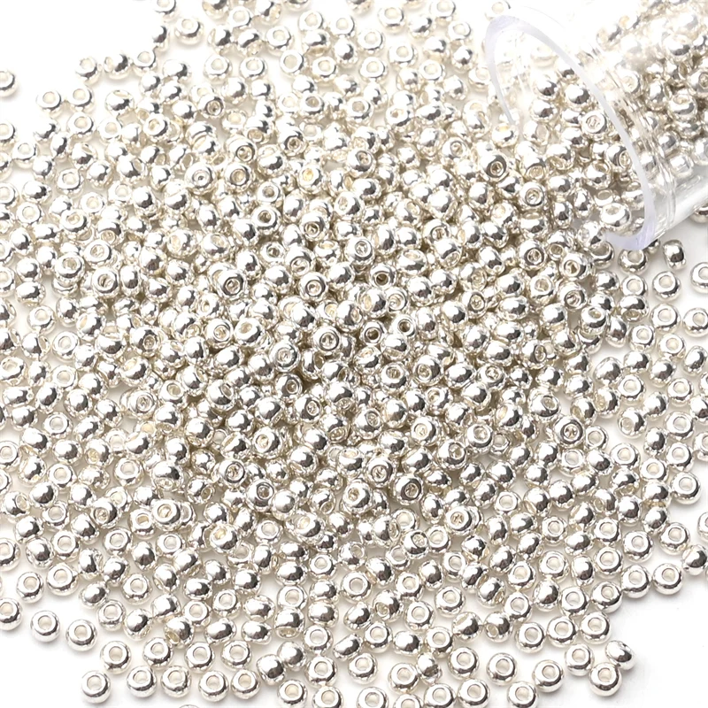 12 Gramm/Röhre, 2 mm, metallische Rocailles, japanische runde Glas-Rocailles für DIY-Handarbeit, Kleid, Schmuck, Nähen, 1200 Stück