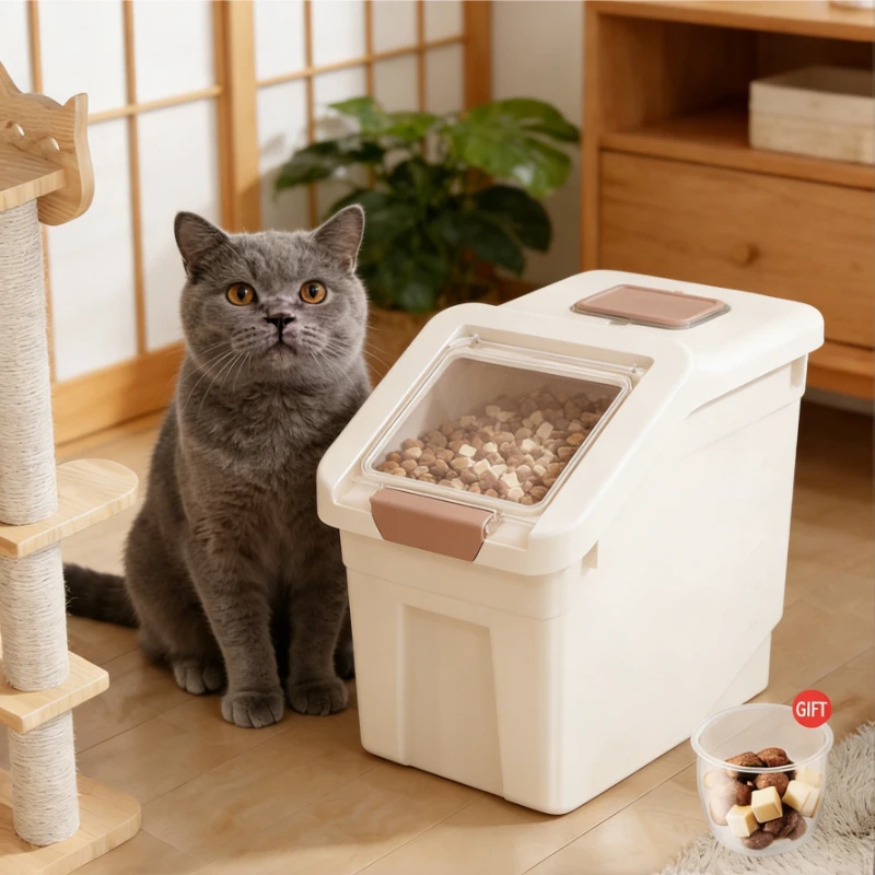 

5kg/10kg Large Square Pet Food Storage Container with Wide Opening Lid Airtight Leakproof Pet Food Bucket for Dog Cat Bird Food