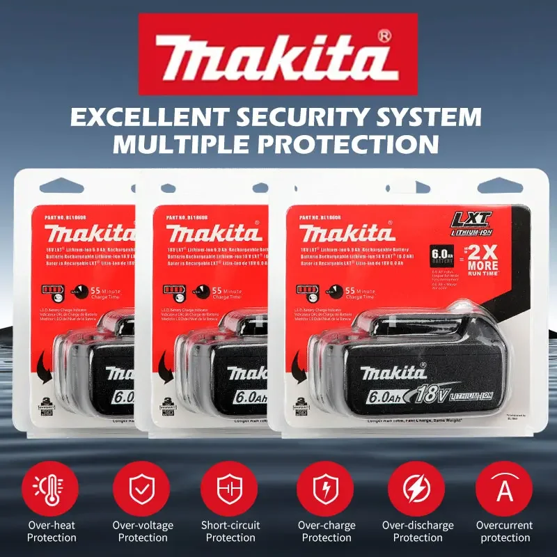 

Makita 6000mAh Battery Rechargeable Power Tool Battery 6.0Ah 18V BL1830 BL1850 BL1840 BL1860B BL1815 Replacement Lithium Battery