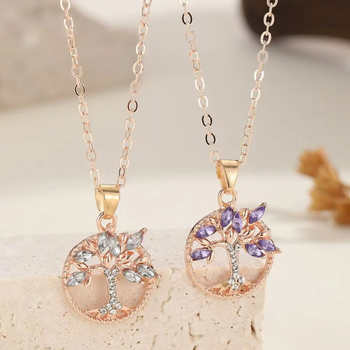 1PCS Fashion Creative Exquisite Cute Mother Girl Shining Zircon Tree of Life Women's Necklace Pendant, Available in Multiple Co