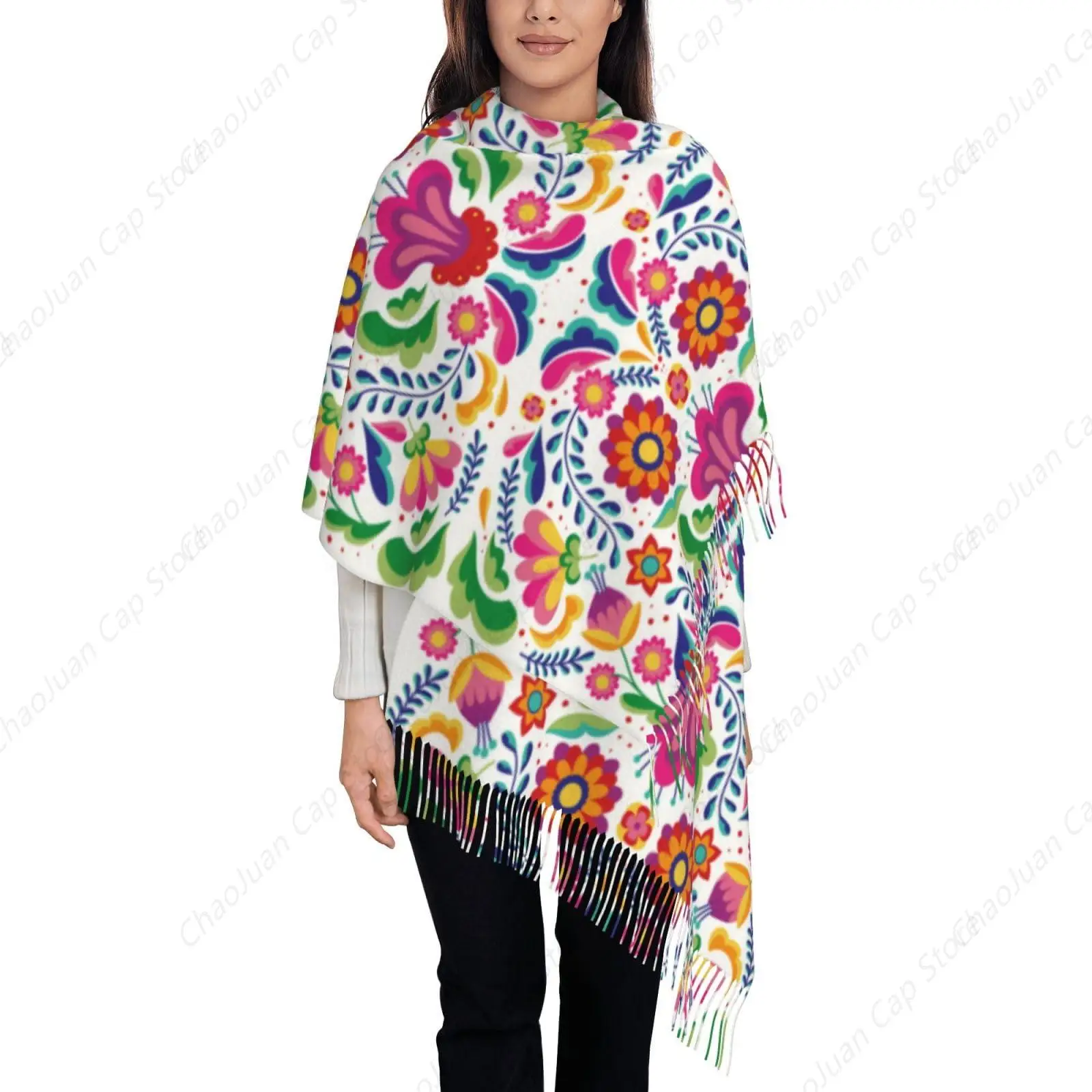 

Shawls and Wraps for Women Mexican Floral Soft Large Warm Blanket Scarf for Evening Dresses