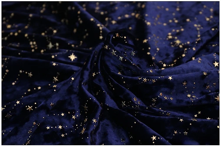 Bronzing Star Diamond Velour Fabric By Meter for Dresses Clothing Cheongsam Sewing Plain Stretch Velvet Cloth Anti-wrinkle Black