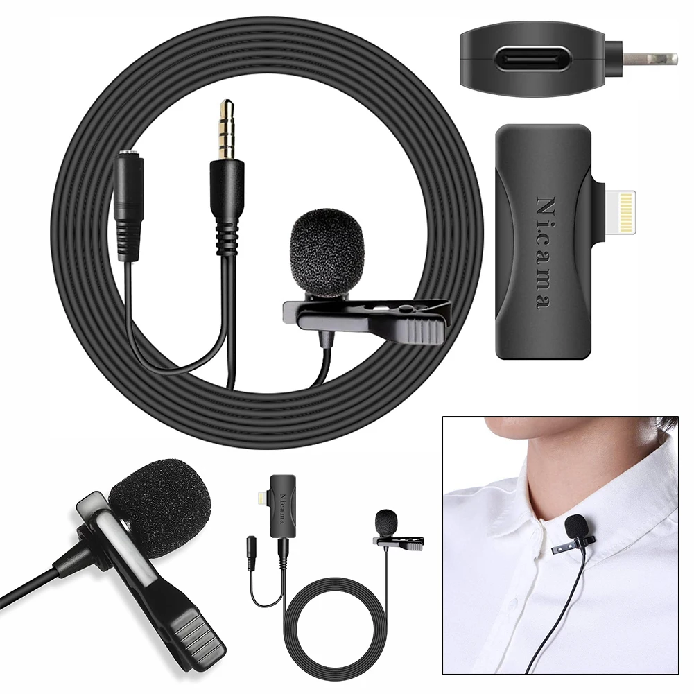 

Микрофон LVM4 Lavalier-Lapel с конденсаторным датчиком и шумоподавлением для записи видео на планшете