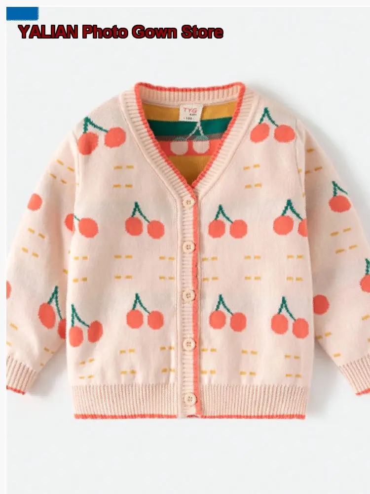 Truly Group Girls Knit Cardigan Cartoon Print Fashionable Base Layer Top 2026 Kids