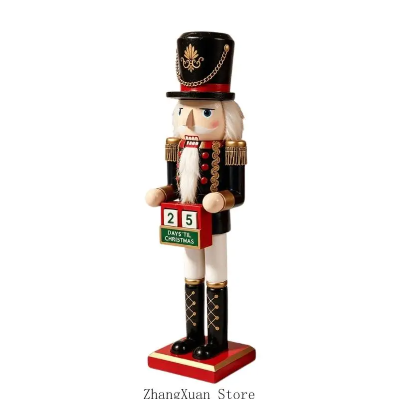 Weihnachts-Adventskalender mit Nusssoldaten aus Holz für die Regal-Tischdekoration 3XUF – Detail 3