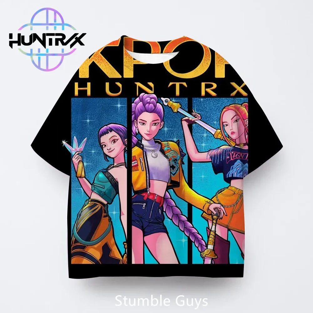 

Kids T-Shirt Kpop Demon Hunters 3D Cartton Short Sleeve Casual Fashion Summer Boys Girls Anime Clothes