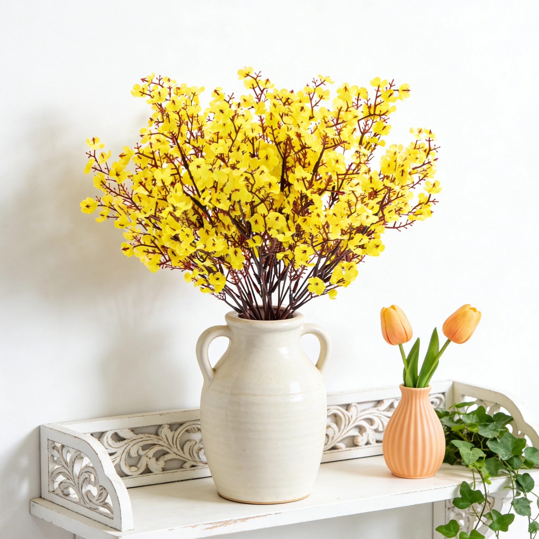 Künstliche Blumen aus Seide, Gypsophila, Pfirsichzweig, für Zuhause, Zimmer, Tisch, Hochzeit, Kranz, Brautsträuße, Festival-Dekoration, DIY-Geschenke