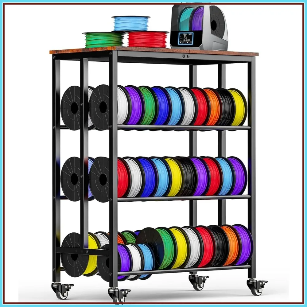 

2 Rows 3D Printer Filament Storage Rack Shelf for PLA/TPU/ASA/Nylon Metal with Storage Board, Workshop Garage Organizer