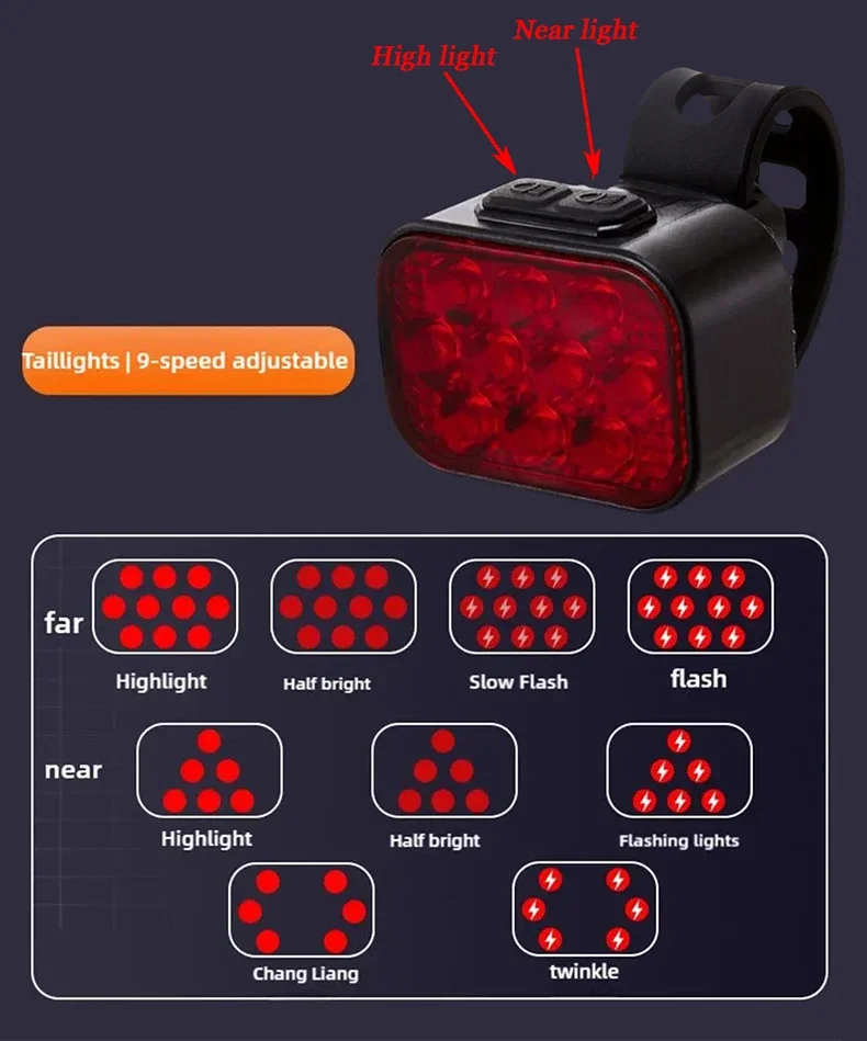 USB Charge Bicycle LED Headlight Taillight Lightweight Bike Front Rear Lamp Wate