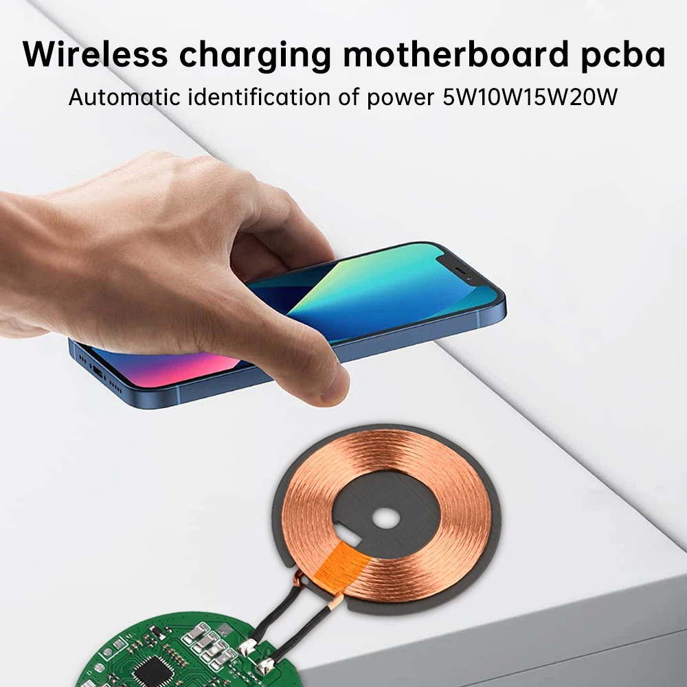 12V 24V 20W High Power Wireless Charger Transmitter Module Type C 5V/9V/12V/QC/PD Fast Charging Circuit Board for Mobile Phone