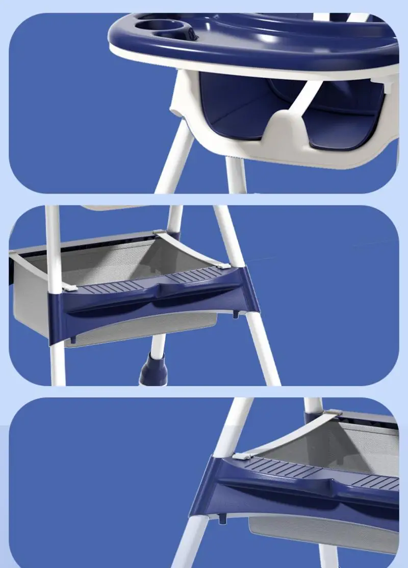 كرسي طعام للأطفال قابل للطي كرسي مرتفع للأطفال لمدة 6 أشهر بالإضافة إلى حامل أكواب مبطن ومسند للقدمين #3