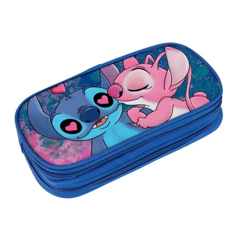 New Disney Stitch Large capacity Pencil Bag Case Anime Figure Double-layer multifunctional pen case students stationery kids Toy