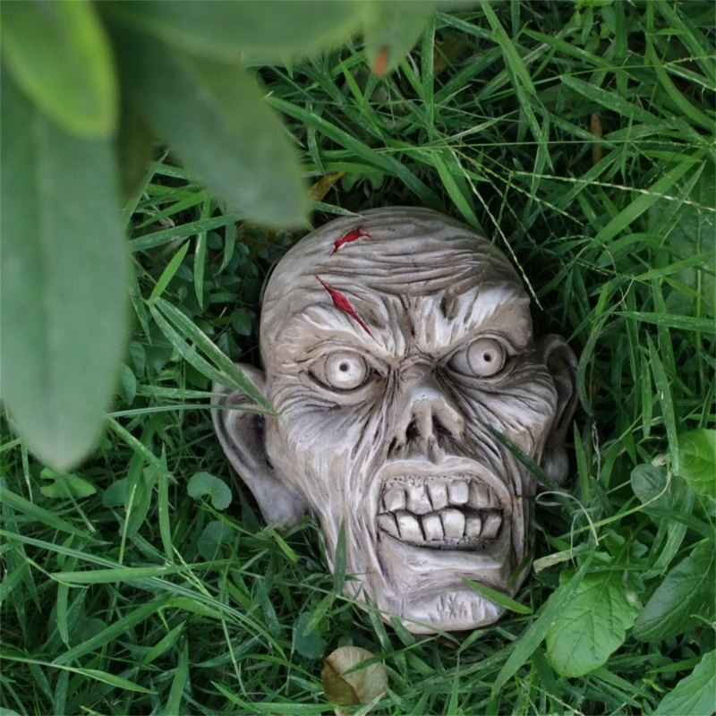 Realistic Skull Head Statue Human Skull Model Photo Props for Haunted House Home