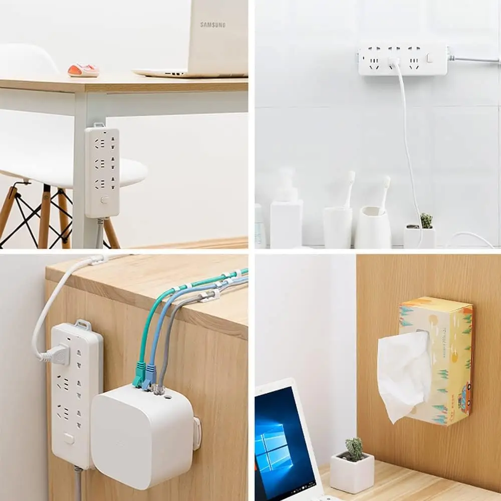 Power Strip Holder Self-Adhesive Desktop Socket Fixer Adhesive Punch-Free Socket Holder Cable Management Desktop Socket Fixer image 2