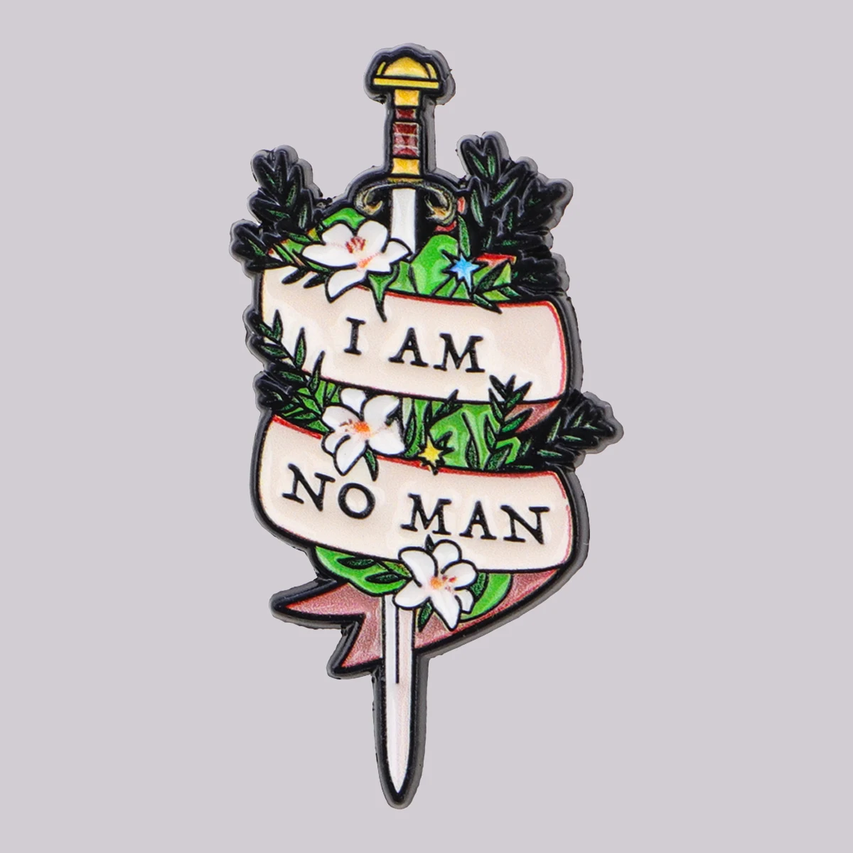 I AM NO MAN Lapel Pins for Backpacks Brooches for Women Sword Enamel Pin Fashion Jewelry Accessories Friends Gift