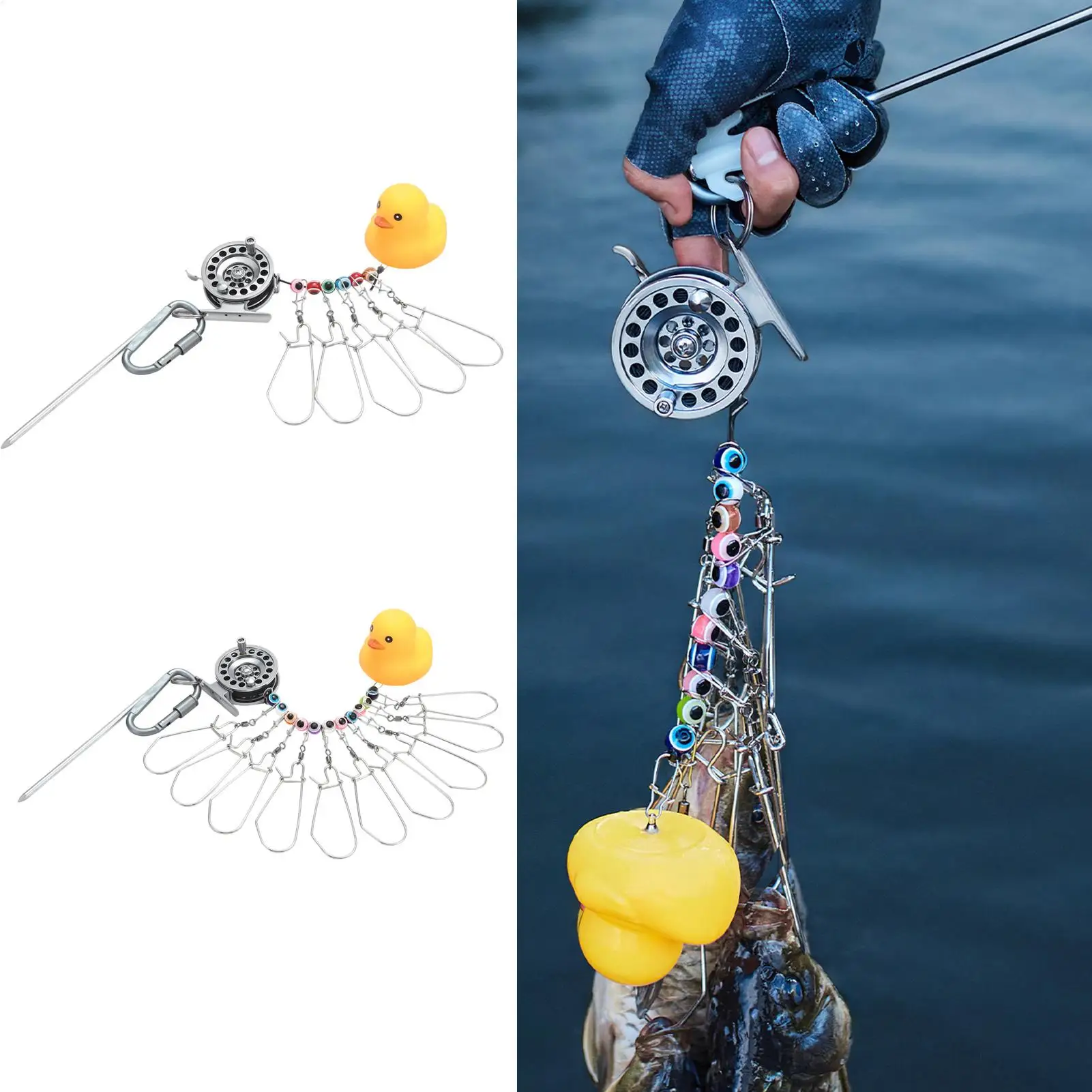 Fishing Stringer Heavy-Duty Glowing Portable Lock Fish Stringer Wire Rope Lock For Saltwater Freshwater Bank Kayak River Trout