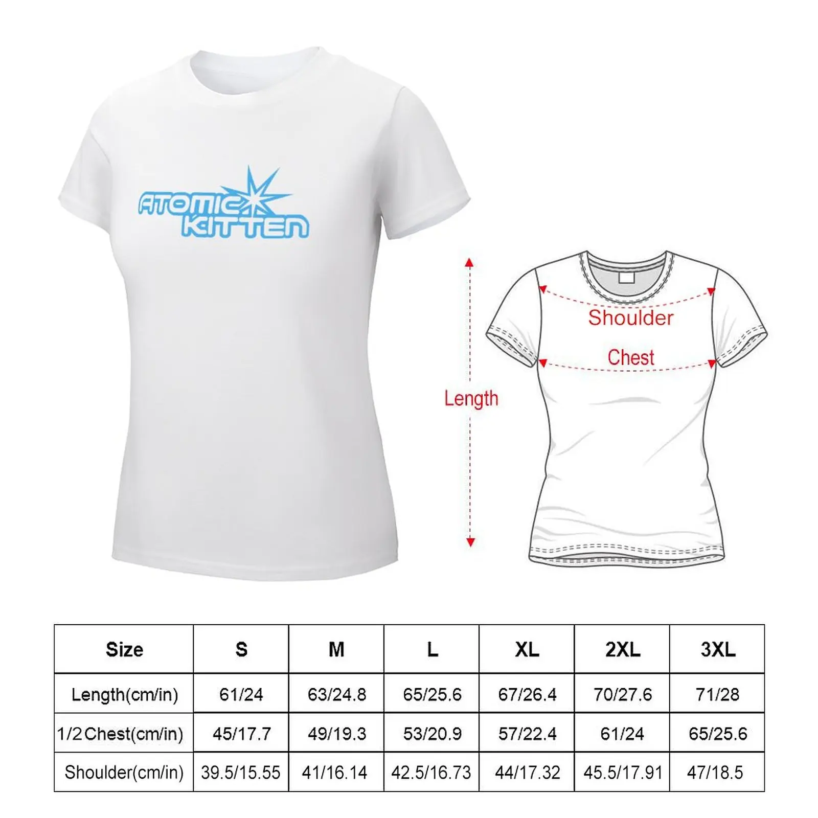 Atomic kitten retro noughties logo T-shirt Short sleeve tee korean fashion tight shirts for Women