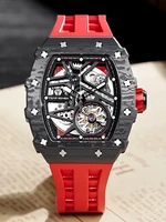 TSAR BOMBA Mens Automatic Watch Luxury Carbon Fiber Mechanical Wristwatch Skeleton Waterproof Clock Tonneau Watch for Men photo 3