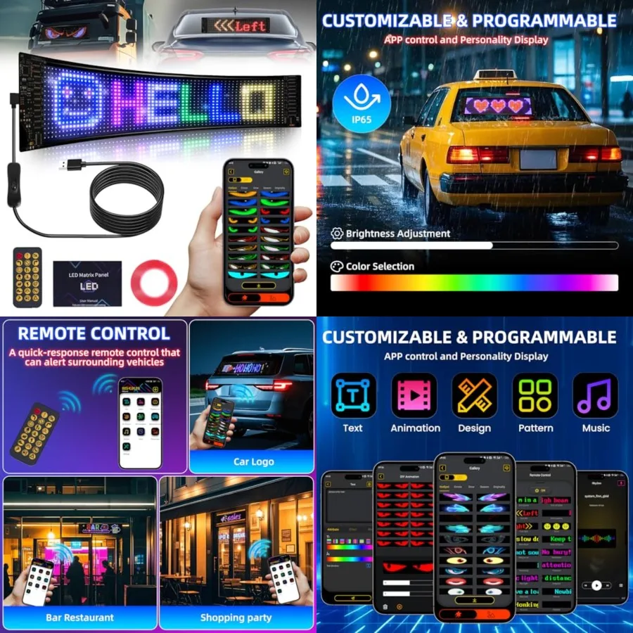 

Programmable Scrolling LED Sign, 23.4"x4.7", USB Flexible Digital Sign, APP Control, Custom DIY Editor Text, Patterns, Animatio