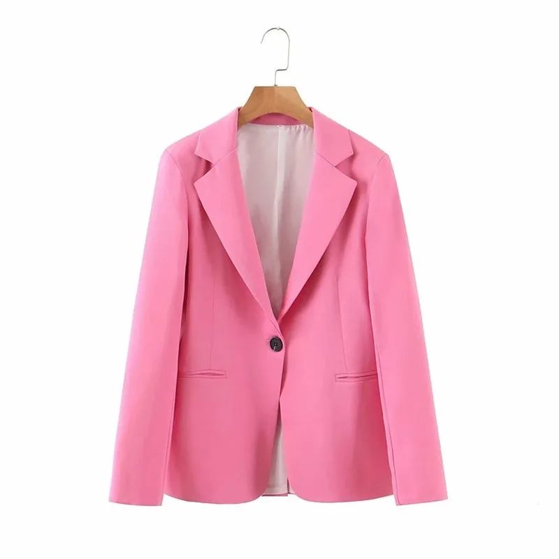 MMobWomen-Blazer à Bouton Unique, Couleur Unie, Vêtement Formel Mi-long, Décontracté, à la Mode, Nouvelle Collection 2023