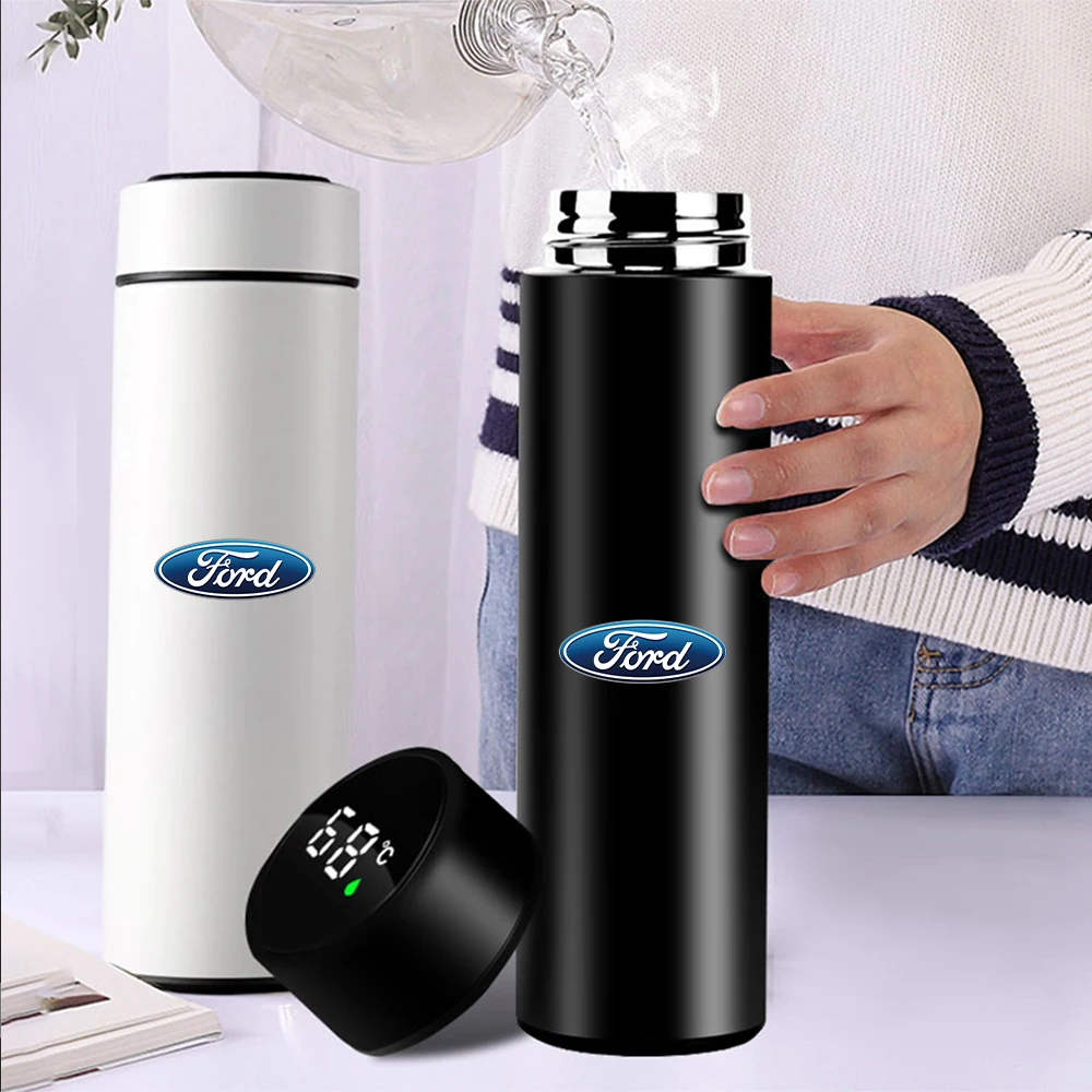 Smart Touch Screen Stainless Thermo Mug Temperature Display For Ford Ranger Focus Kuga Mustang S-MAX Transit Mondeo Fusion Fiest